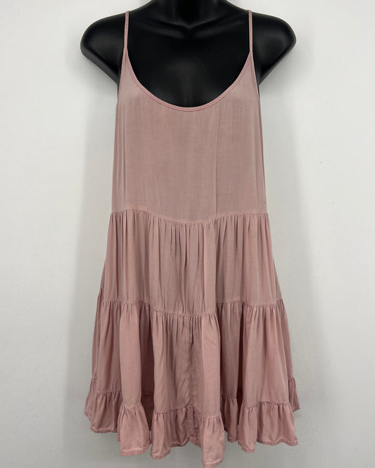 Brandy Melville Pink Mauve Tiered Dress Open Back - OS